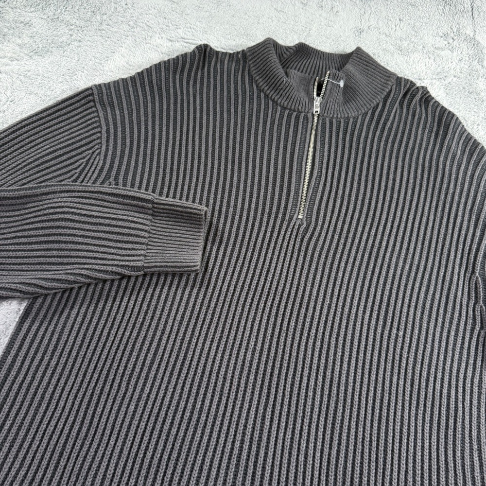 Abercrombie & Fitch Oversized Quarter Zip Ribbed Sweater Mens XL Tall Grey